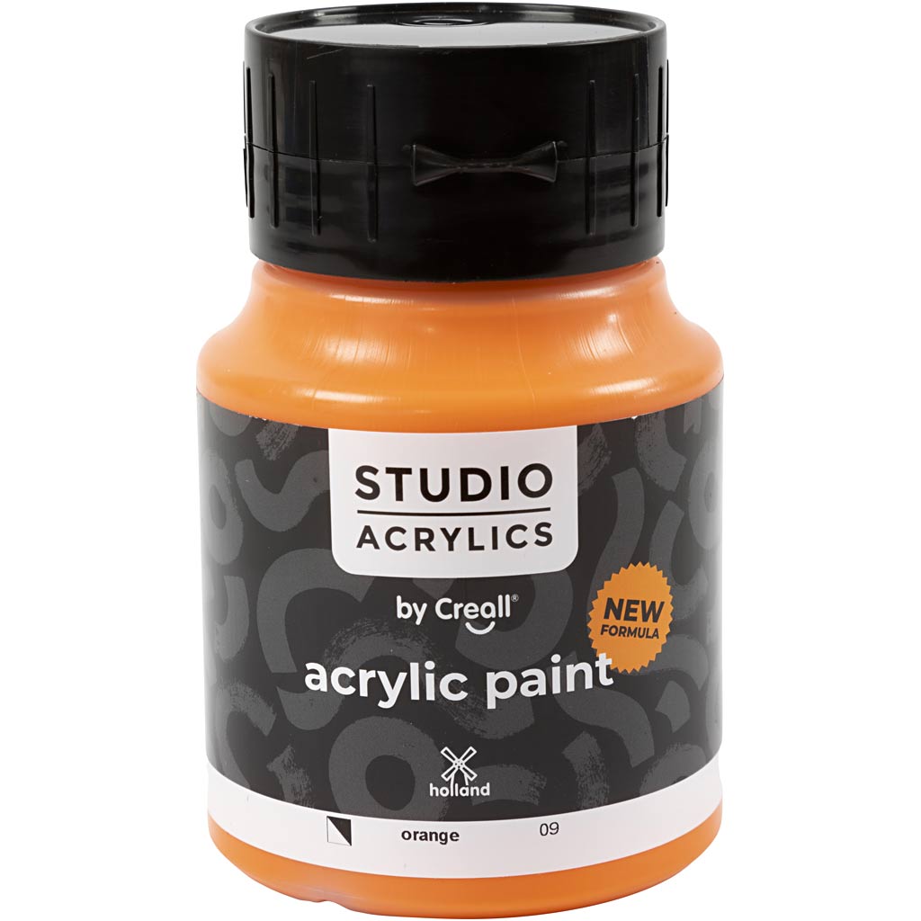 Pintura acrílica Creall studio, semiopaca, naranja (09), 500 ml 1 botella