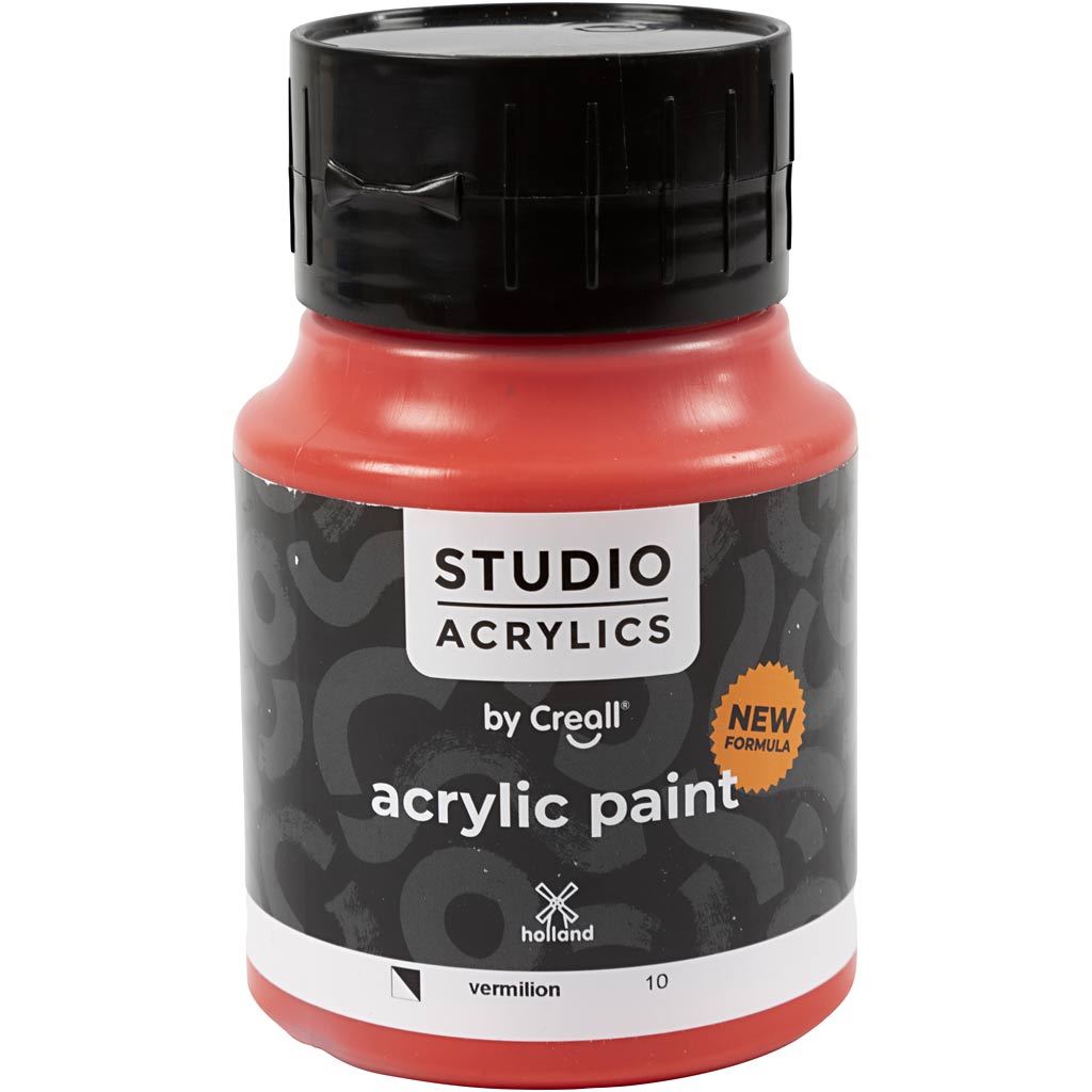 Pintura acrílica Creall studio, semiopaca, bermellón (10), 500 ml 1 botella