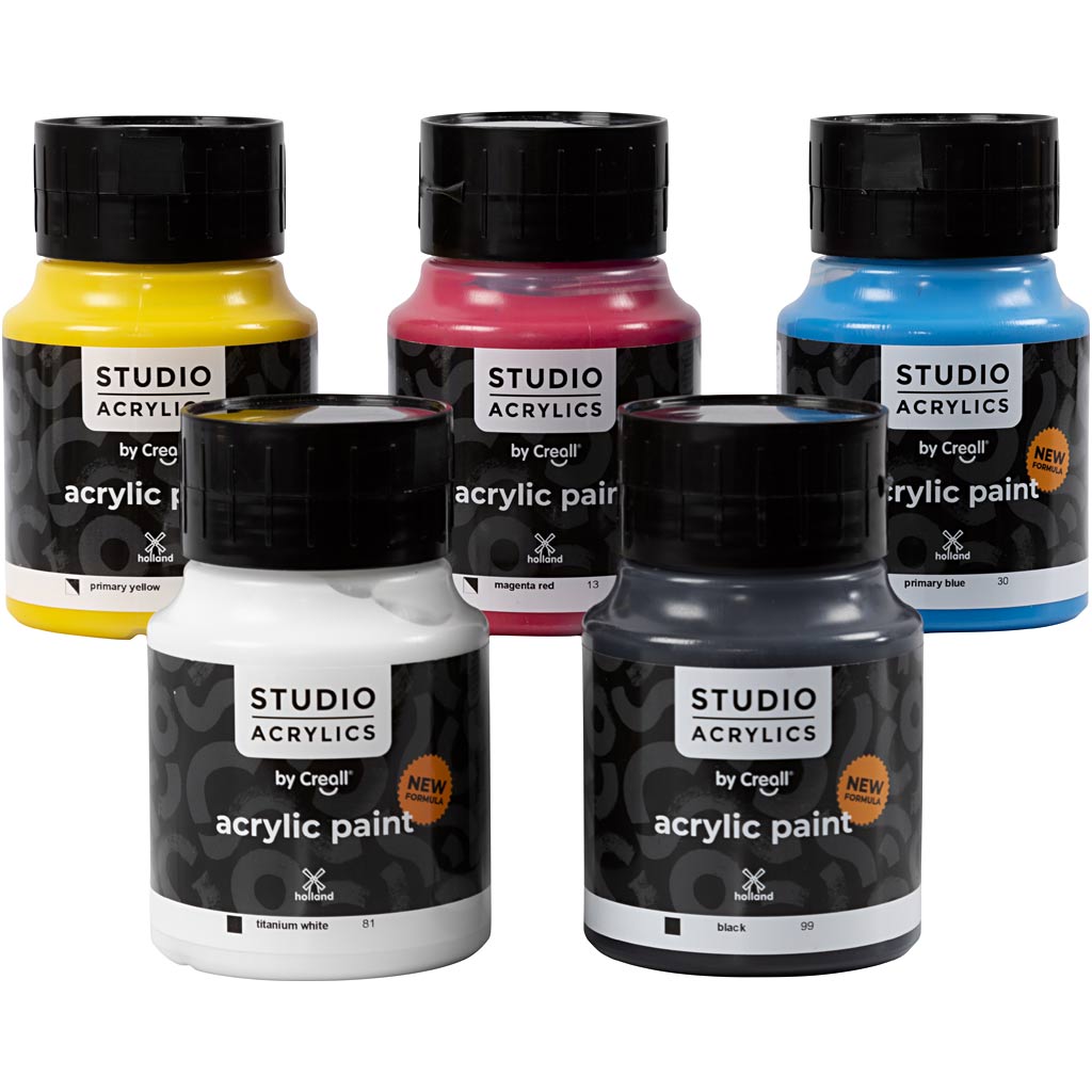 Vernice acrilica Creall studio, vari colori, 5x500 ml 1 scatola