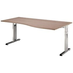 Scrivania Bach ergonomica in noce con gamba a C regolabile in altezza 1800x1000x680-760mm martello