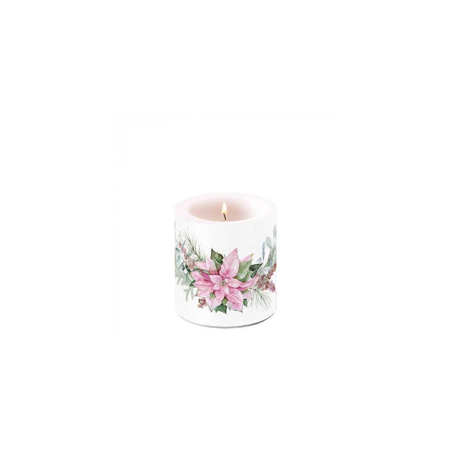 Vela Ambiente pequeña flor de pascua rosa