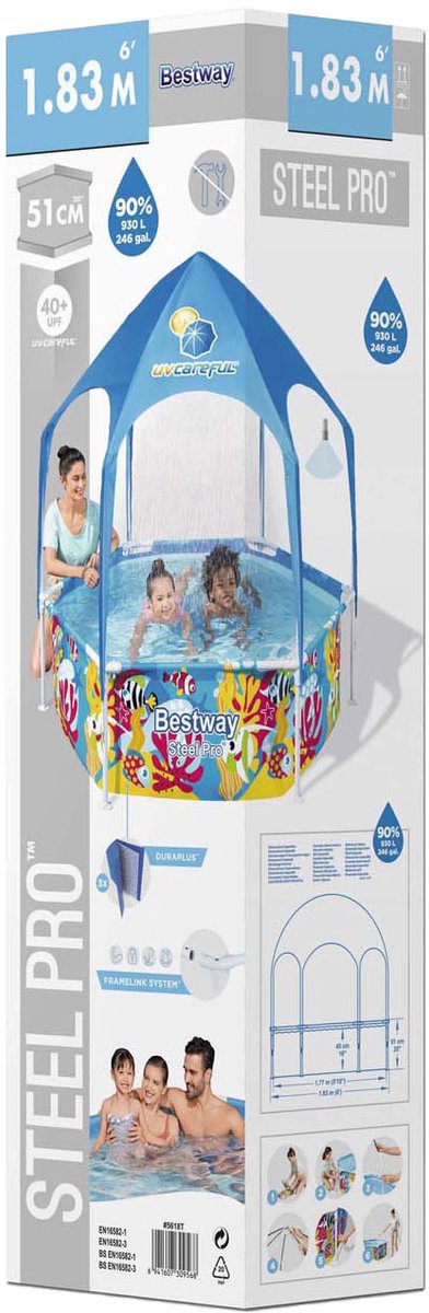 Bestway para la piscina para niños acero UV cuidadoso sobre el suelo 183x51 cm