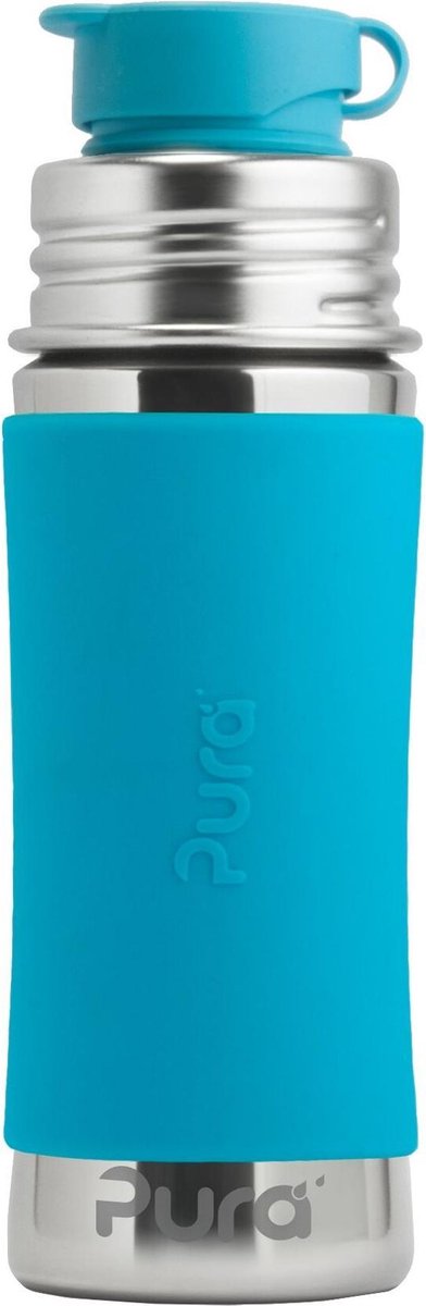 Borraccia sportiva Pura 325 ml - borraccia - borraccia - senza plastica - non arrugginisce - lavabile in lavastoviglie - inclusa custodia sportiva e tappo sportivo - la parte superiore è intercambiabile - versatile - acqua