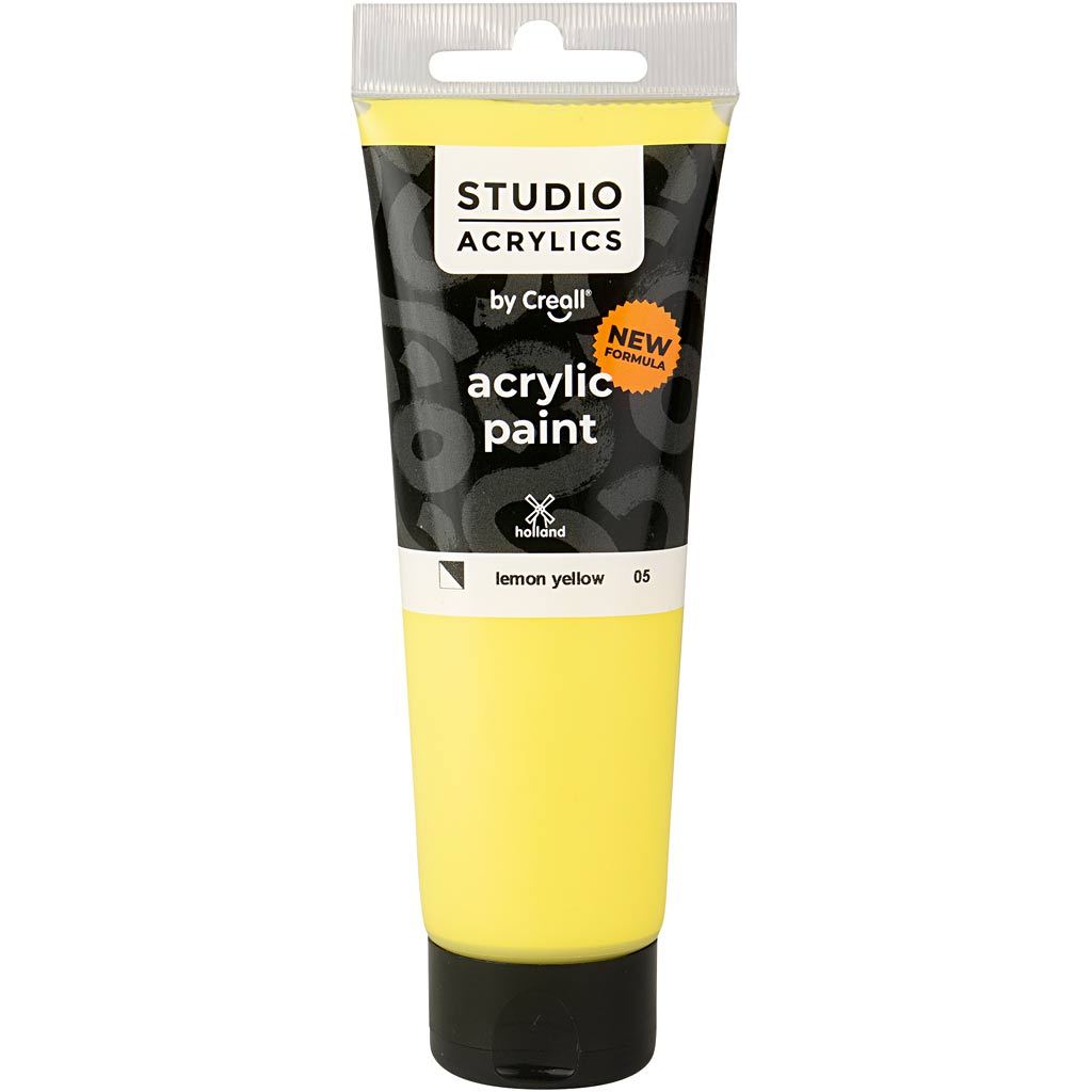 Pintura acrílica Creall studio, semiopaca, amarillo limón (05), 120 ml 1 botella