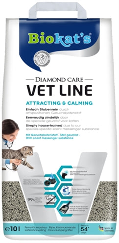 Línea de veterinario de cuidado de diamantes de camada de gato de Biokat que atrae calmante