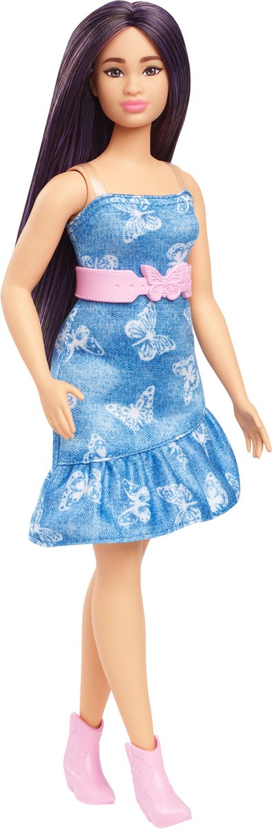Barbie fashionista pop con capelli viola.