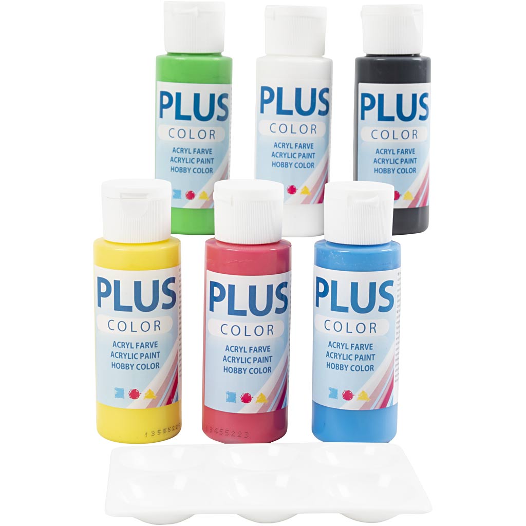 Pittura acrilica Pluscolor, colori primari, 6x60 ml 1 scatola