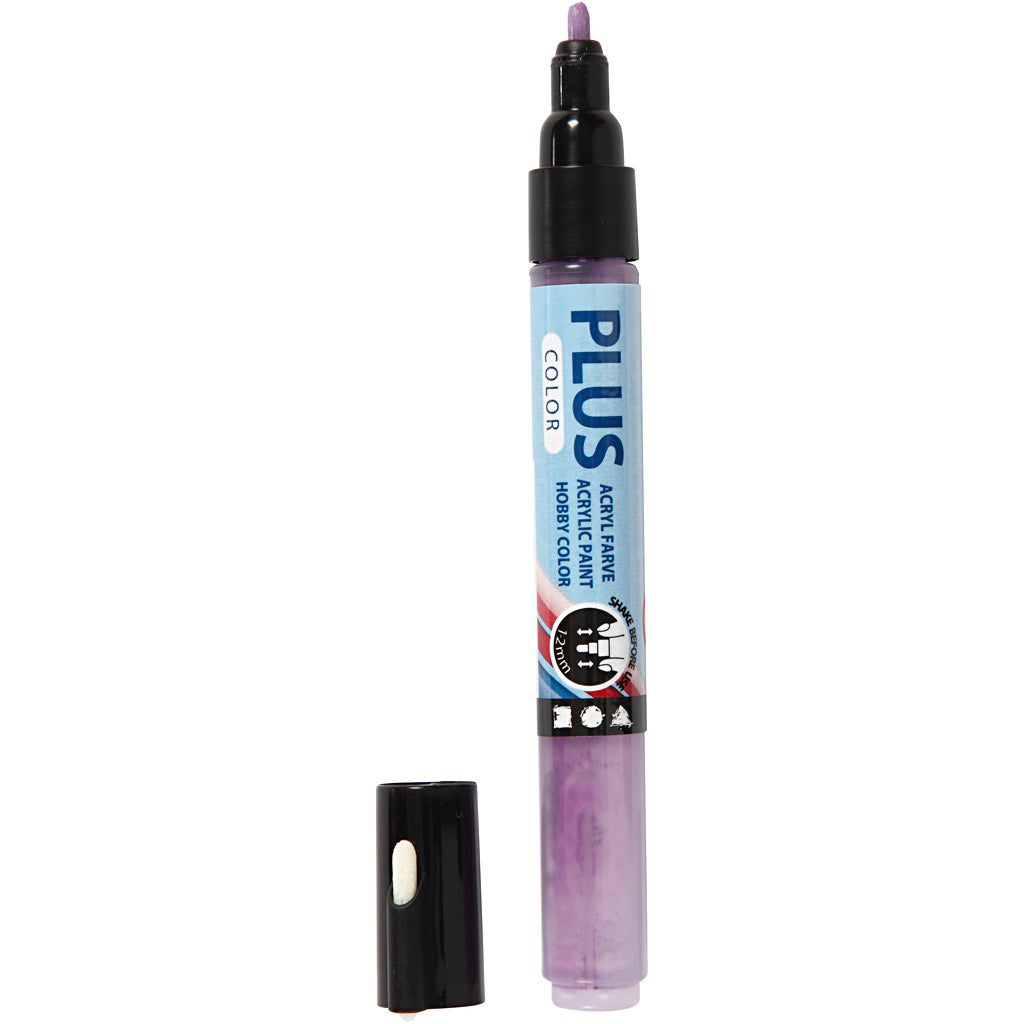 Pennarello colorato Plus, l: 14,5 cm, larghezza tratto 1-2 mm, lilla scuro, 5,5 ml, 1 pezzo