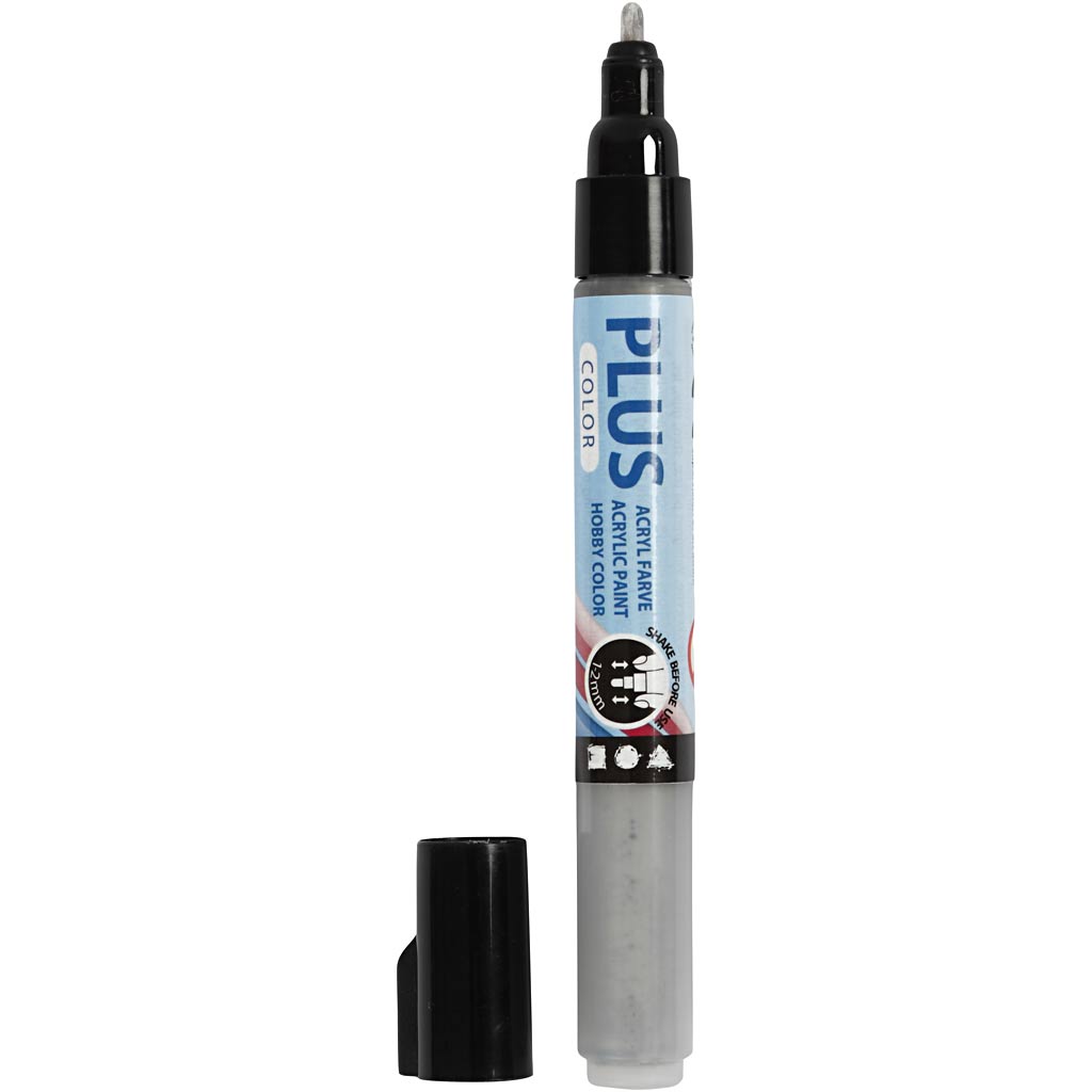 Rotulador Plus color, l: 14,5 cm, ancho de trazo 1-2 mm, plateado, 5,5 ml, 1 unidad