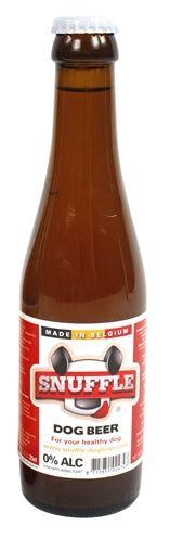 Snuffle Dog Beer Beef sabor en una botella de vidrio