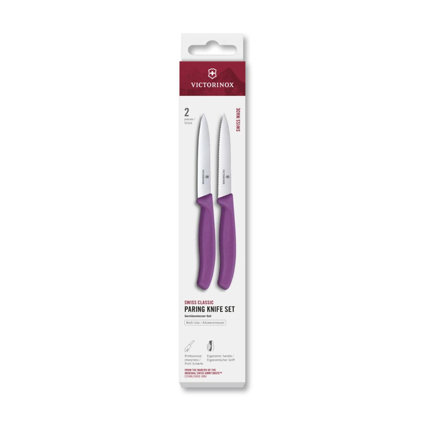 Coltello sbucciatore Victorinox 2 pezzi viola 10 cm