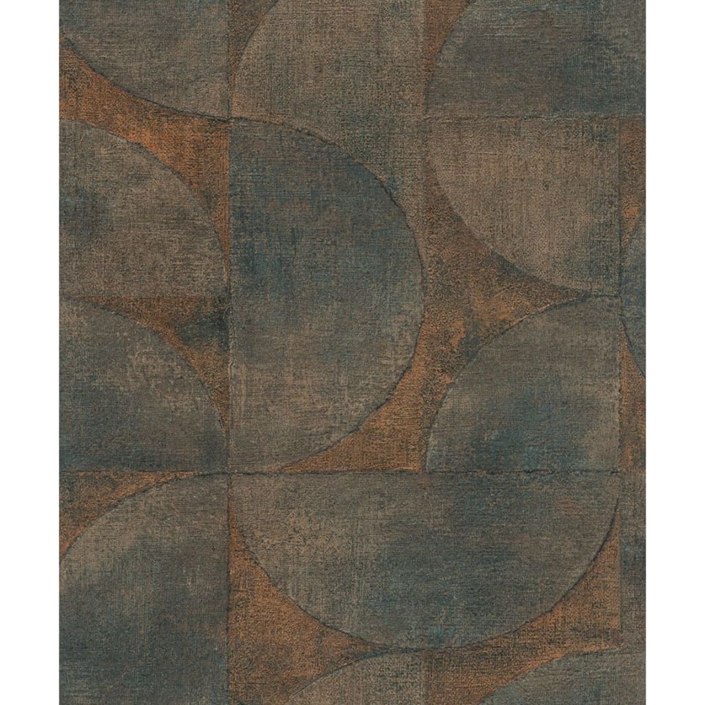 North Wall Vintage Deluxe Wallpaper Circle grafico verde e marrone