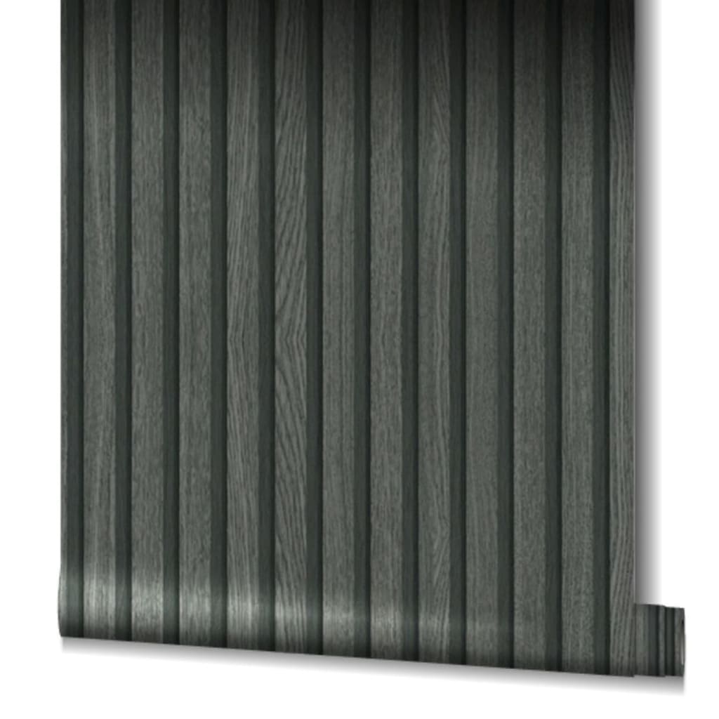 Wall North Noordwand Wallpaper Botanica Wooden Slats Black and Grey