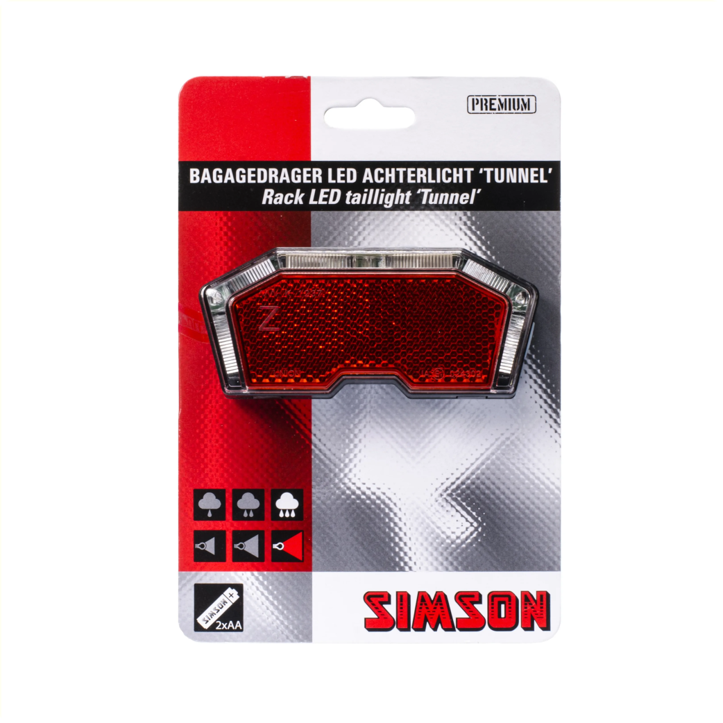 Simson Battery Luggage Rack Túnel de luz trasera 3 LED