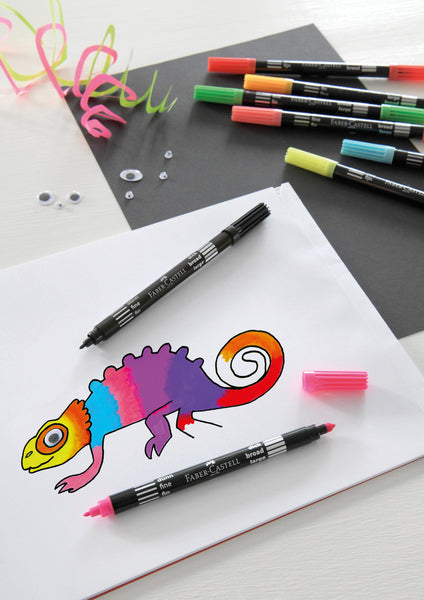 Faber Castell Faber Castell FC-151109 Penne in feltro Duo Colori neon in sacca 10 pezzi