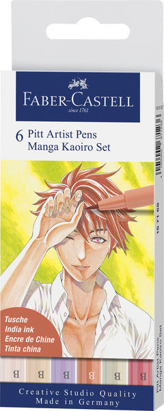 Faber Castell Faber Castell FC-167168 Segno Marker Faber-Castell Pitt Artist Pen Manga 6 pezzi Enui Kaoiro