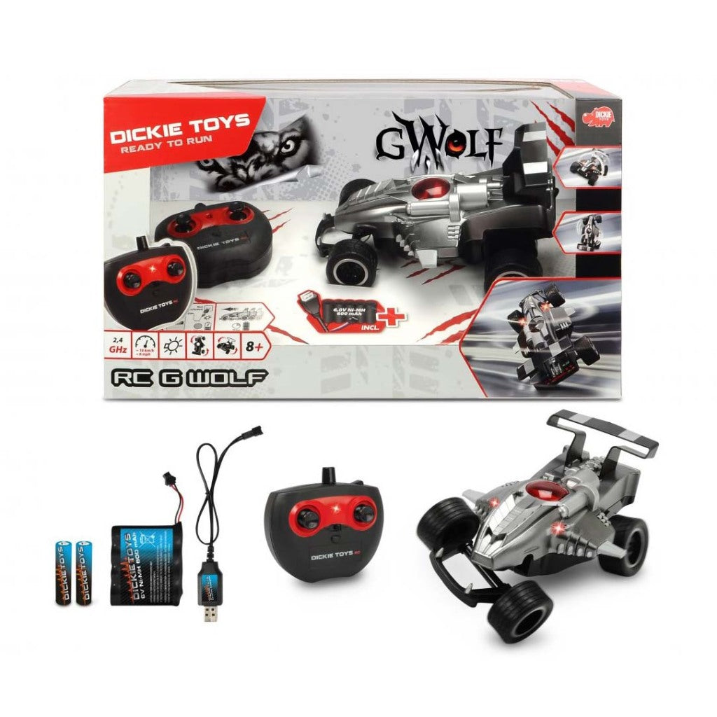 Dickie Toys Toys Toys RC G-Wolf Race Car + Light Silver Black