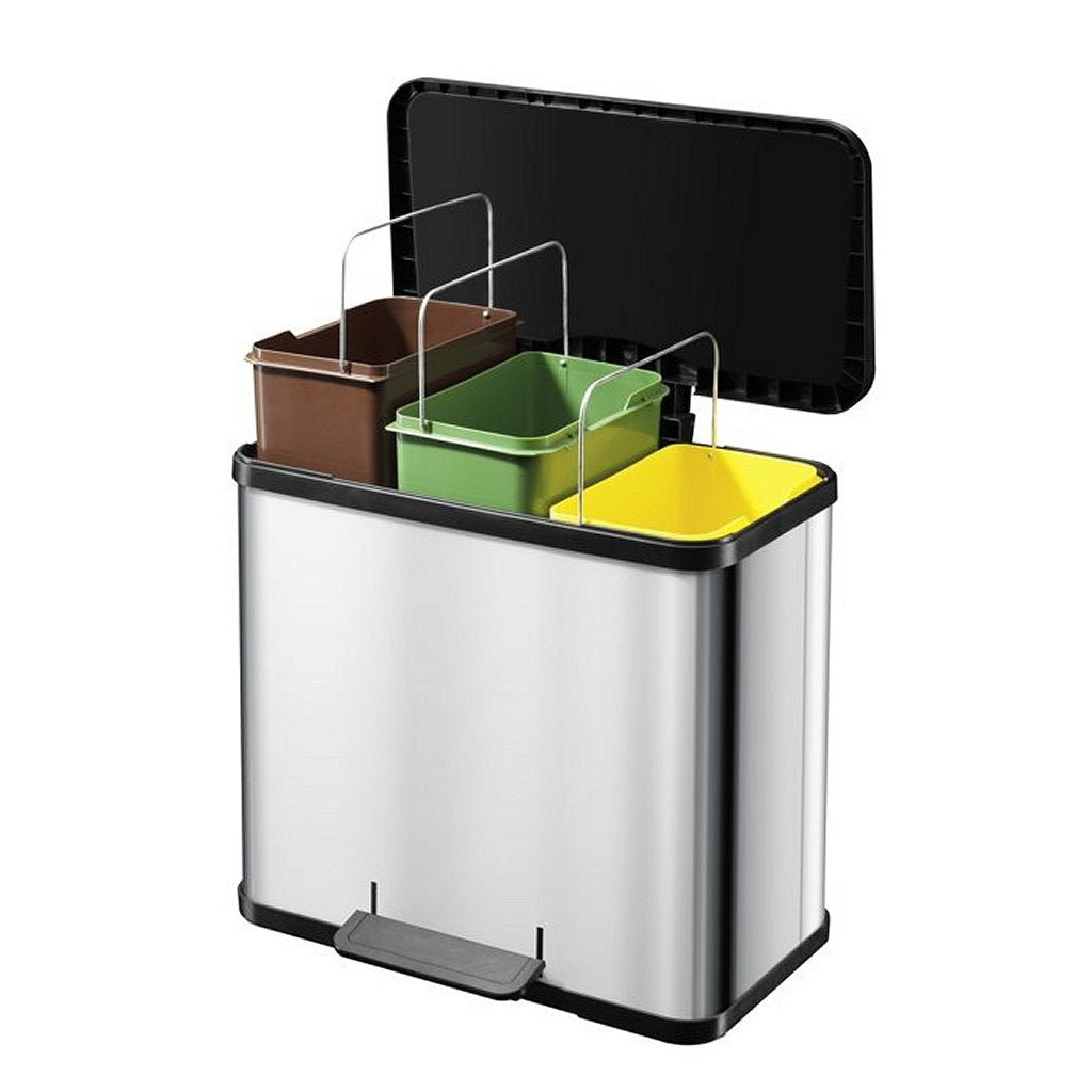 Hailo Hailo 0633-200 Öko Plus L Pedal Bin 3x9L Acero inoxidable Negro