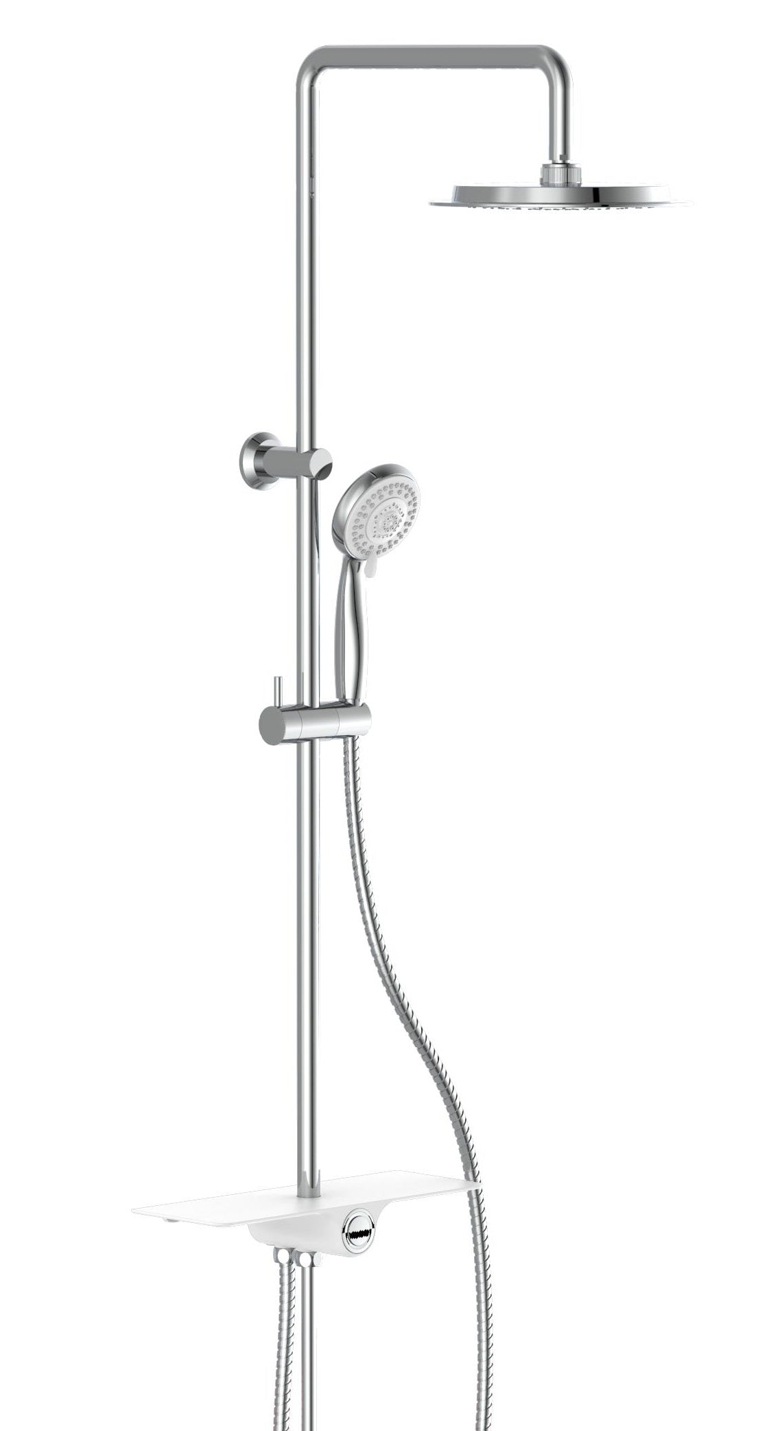 Schütte schütte pioggia set di doccia con altopiano Aquastar White e Chrome -colorato