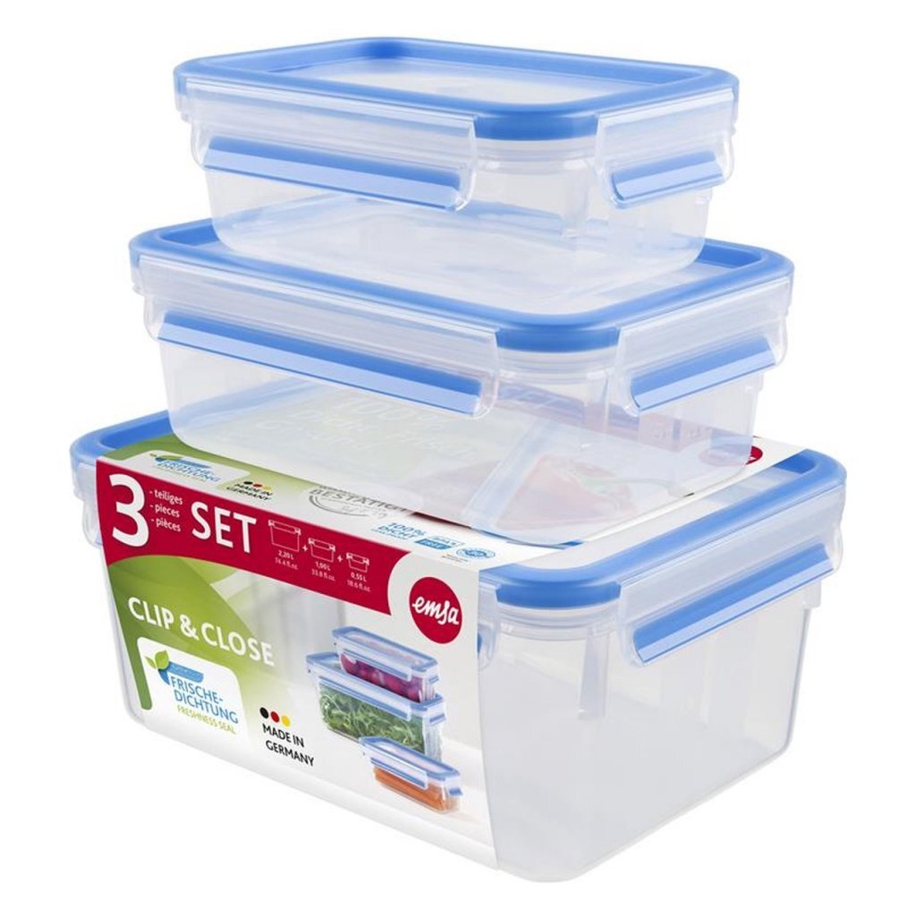 EMSA EMSA 508566 Clip Close Clases de versholding 0.55L 1L 2.3L 3 Piezas Azules