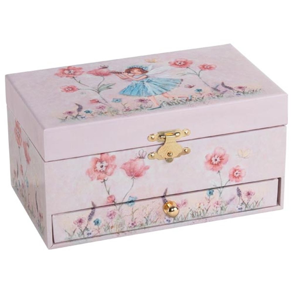 Goki Music Box Ballerina Flowers Pink