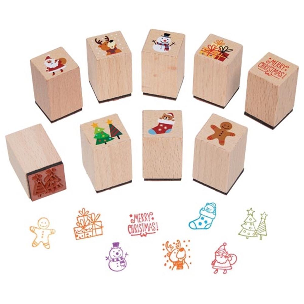 Sellos de madera navideños. 8 motivos. 3+