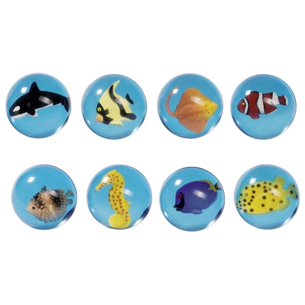 Palla che rimbalza - pesce 3d. 4,5 cm. 8 a