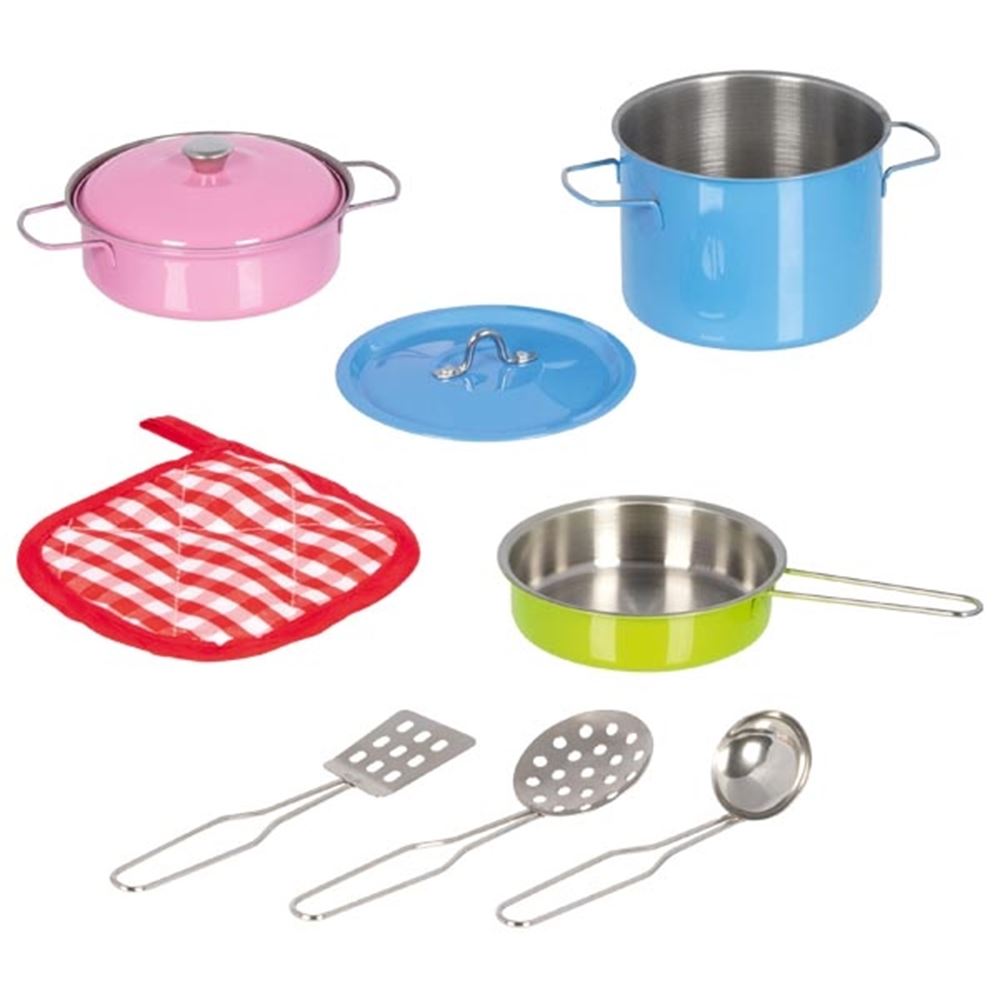 Set da cucina, colorato. 9 pezzi. 9,5x8,5 cm.