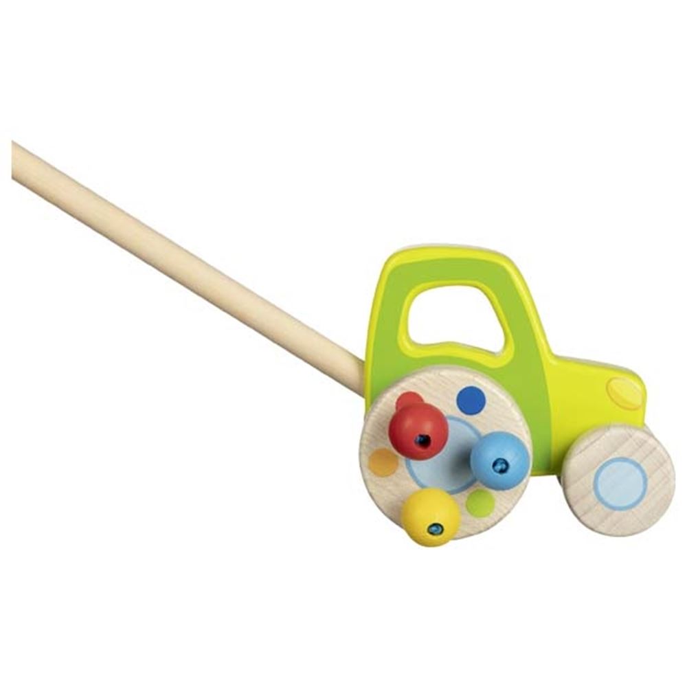 Trattore, veicolo a spinta con perline. 10cm.