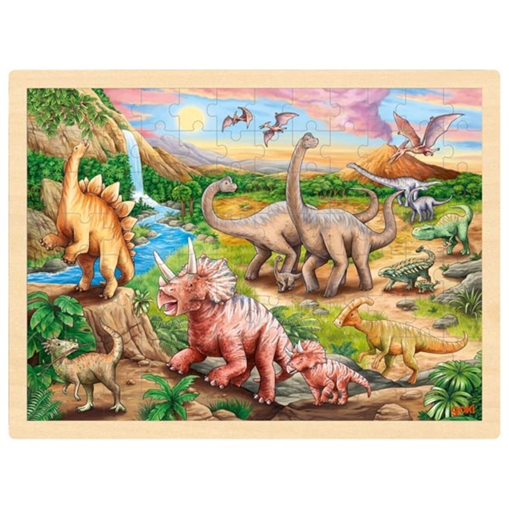 Goki Wooden puzzle puzzle Dinosaurus, 96st.