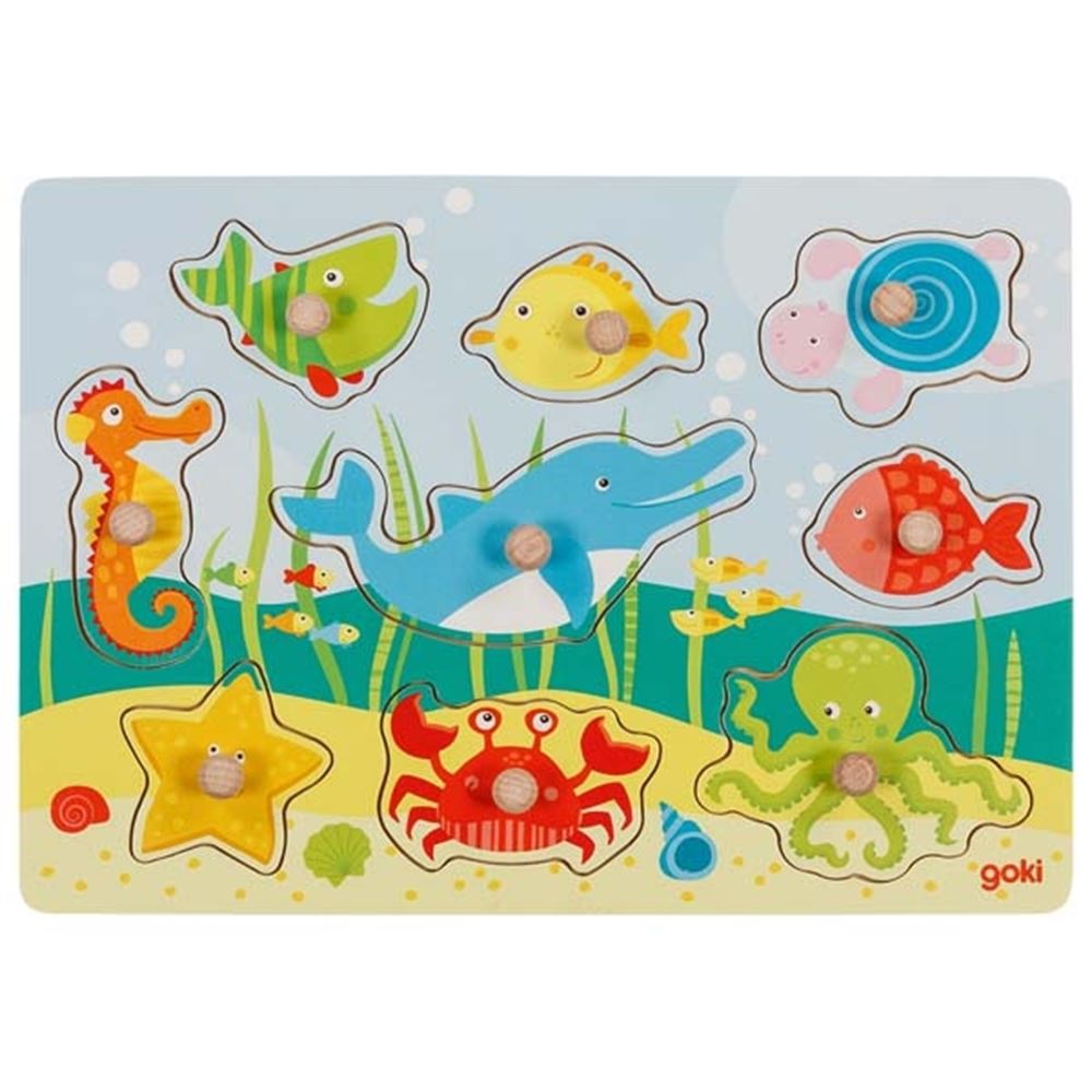 Pulsante puzzle mondo sottomarino. 9 pezzi. 1+