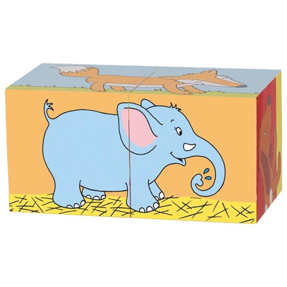 Goki Wooden Block Puzzle Animals, 2st.