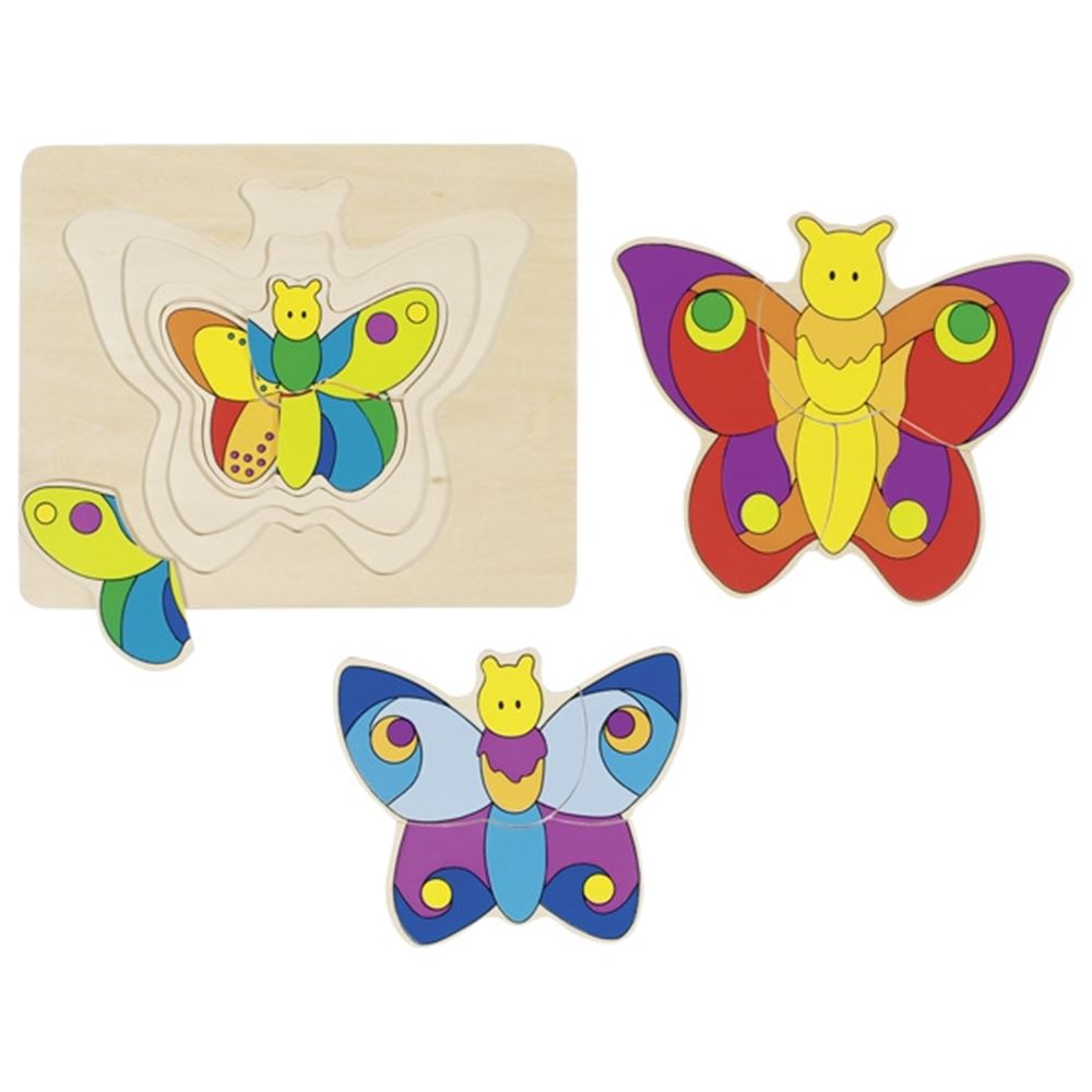 Mariposa de rompecabezas de 3 capas de madera de Goki