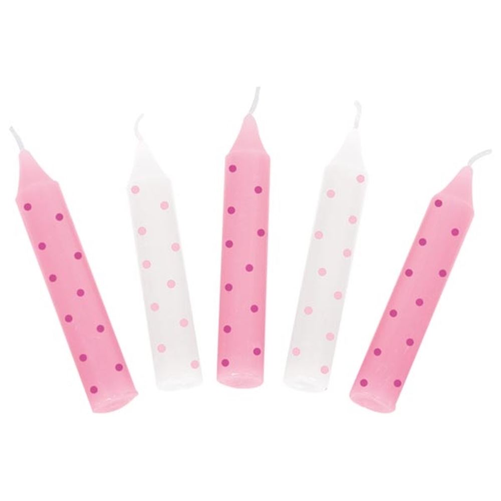Conjunto de velas de cumpleaños, lunares rosas. 1,