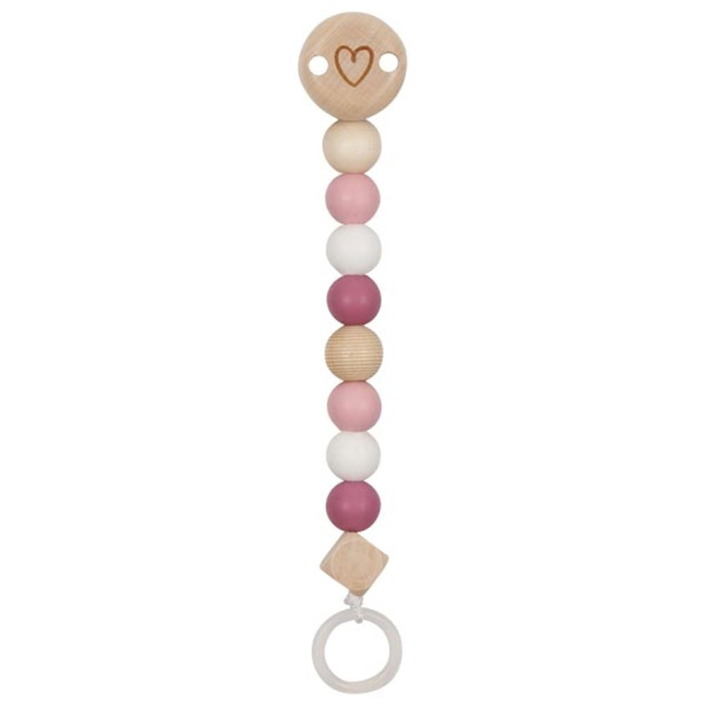 Goki Wooden Pacifier Chain Heart Pink