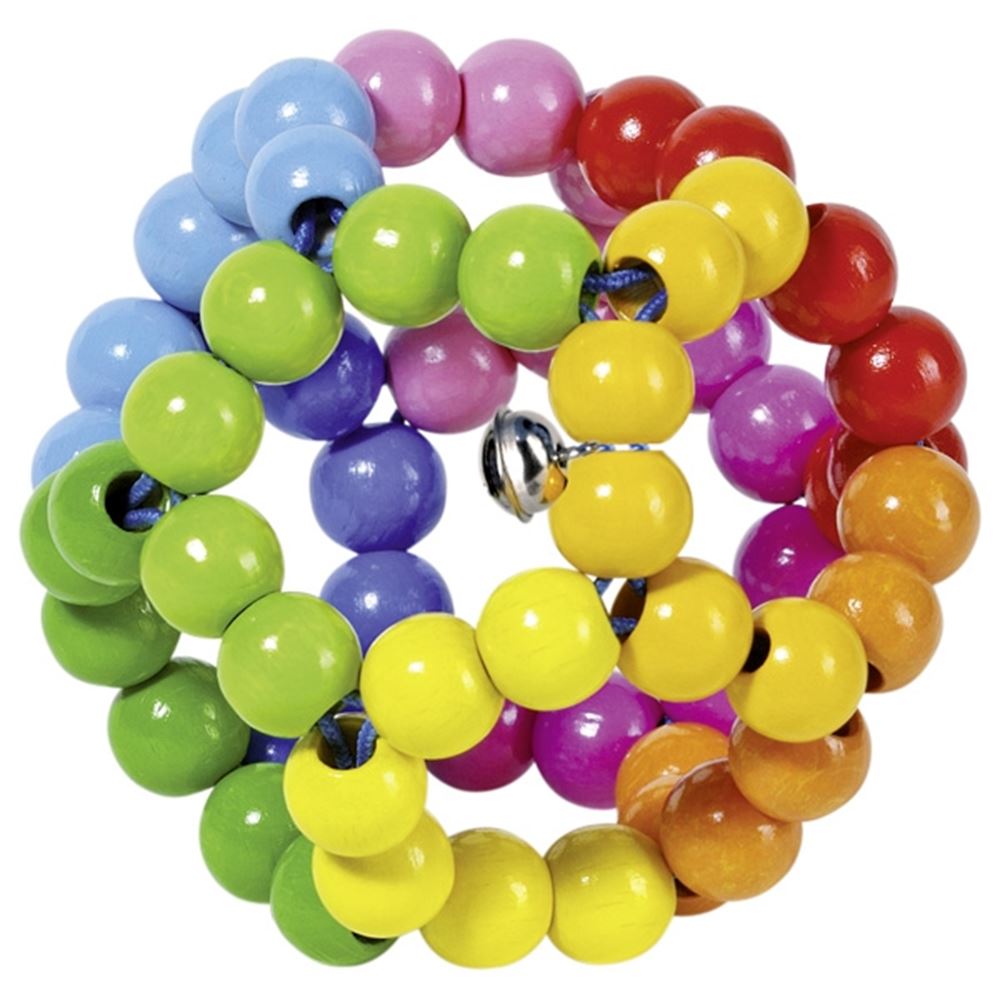 Goki Wooden Grippring Ball Rainbow