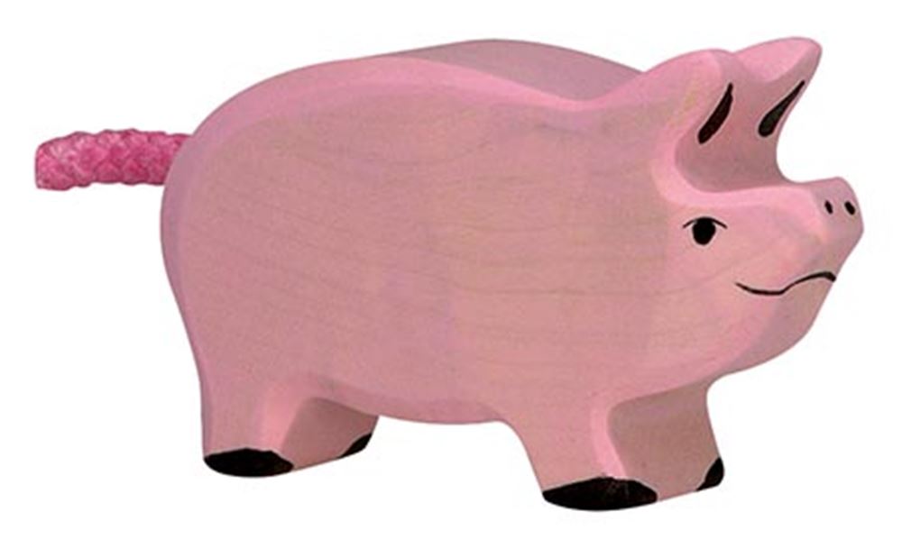 Granja Holztiger - lechón - 7x2x4cm - figura de madera - hecho a mano