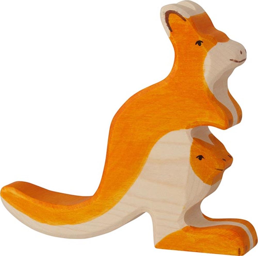 Canguro Holztiger con cachorros. 15cm.