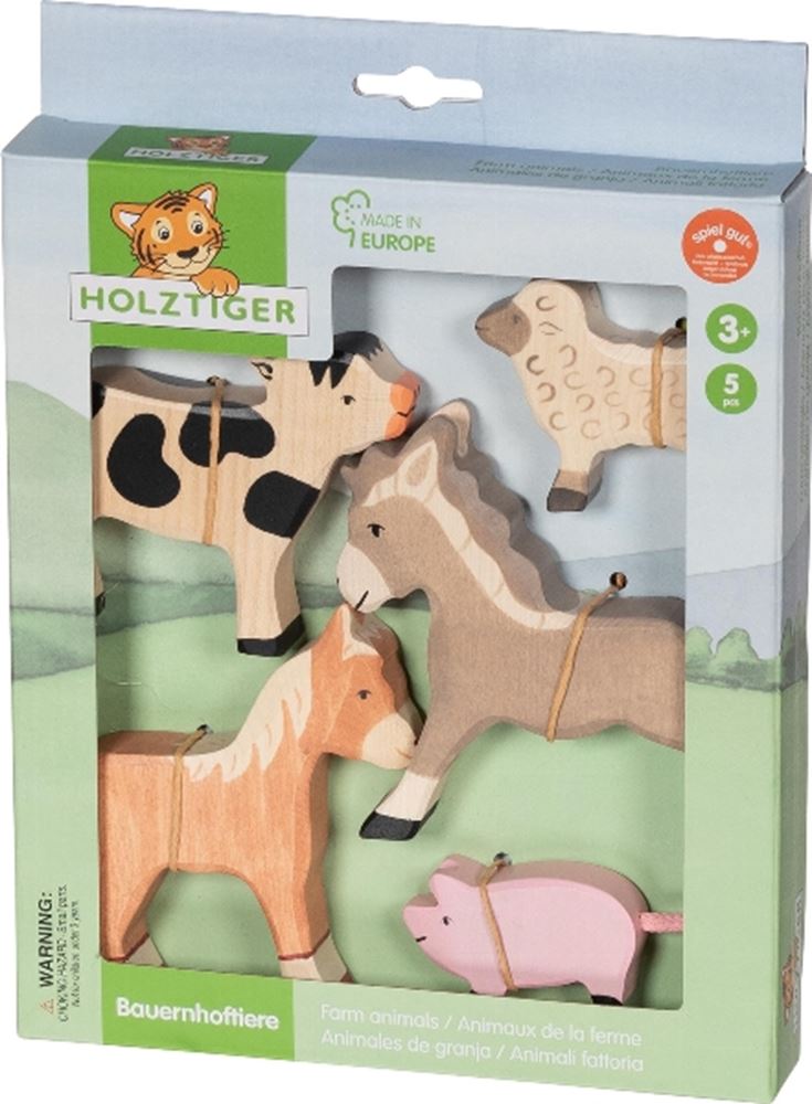 Animales de granja Holztiger. 5 piezas. 3+