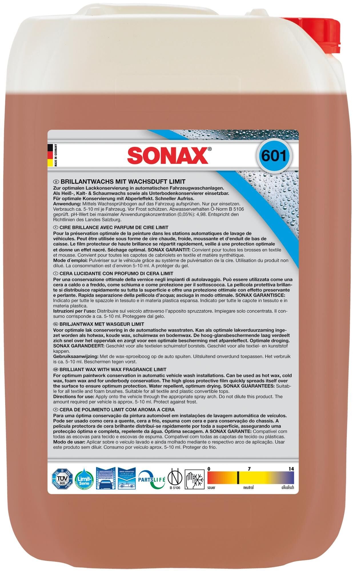 Sonax Brilliant Wax Limit 25 25 L Cubitainer
