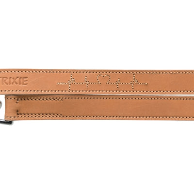 Trixie dog leash rustic heartbeat adjustable fat leather brown