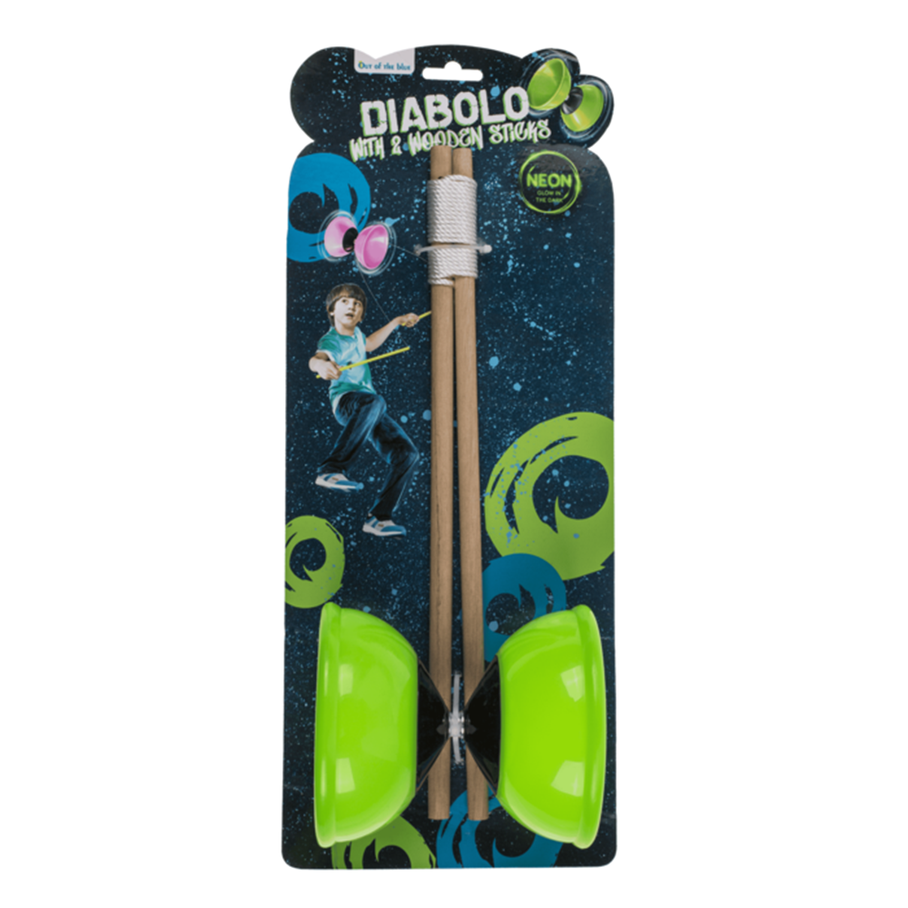 Diabolo con 2 bastoncini, fosforescente.