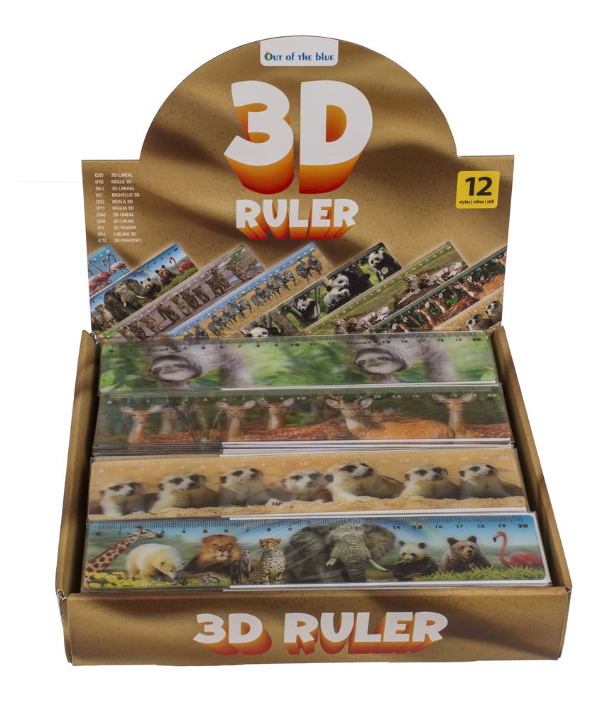 Righello Dsp animali selvatici, 21 cm. 12 assi