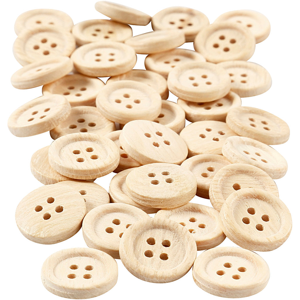 Bottoni in legno Creativ company, d 18 mm, 4 fori, 40 pezzi 1 scatola