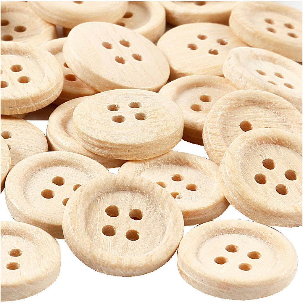 Bottoni in legno Creativ Company, d 23 mm, 4 fori, 30 pezzi, 1 scatola