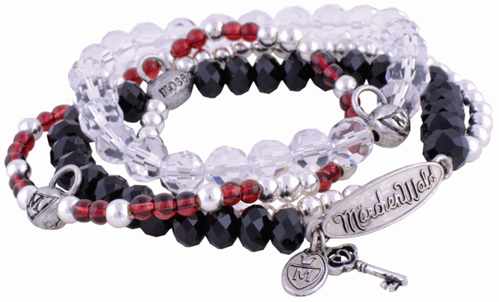 Foresta delle fiabe: braccialetto nero-rosso (3 pz)