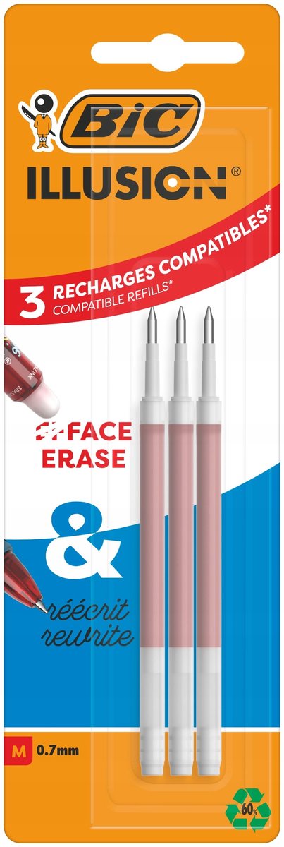 Bic gel ilusión rojo - 3 recambios