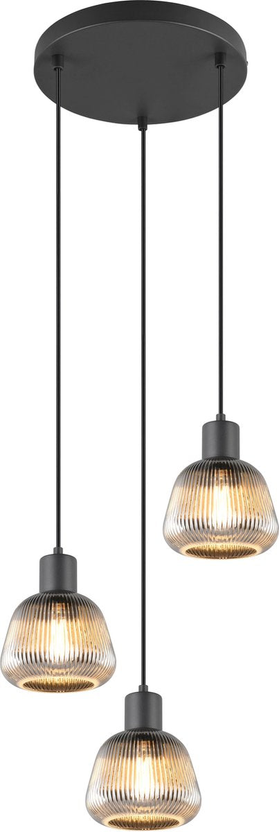 Trio tarifa - lampada a sospensione - nero opaco - escl. 3x E27 4 W - montaggio a soffitto - regolabile in altezza