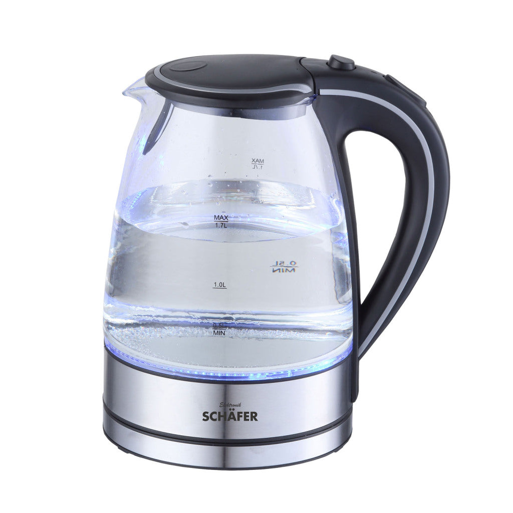 Schafer Schäfer Glass Kettle 1.7L 2200W in acciaio inossidabile nero