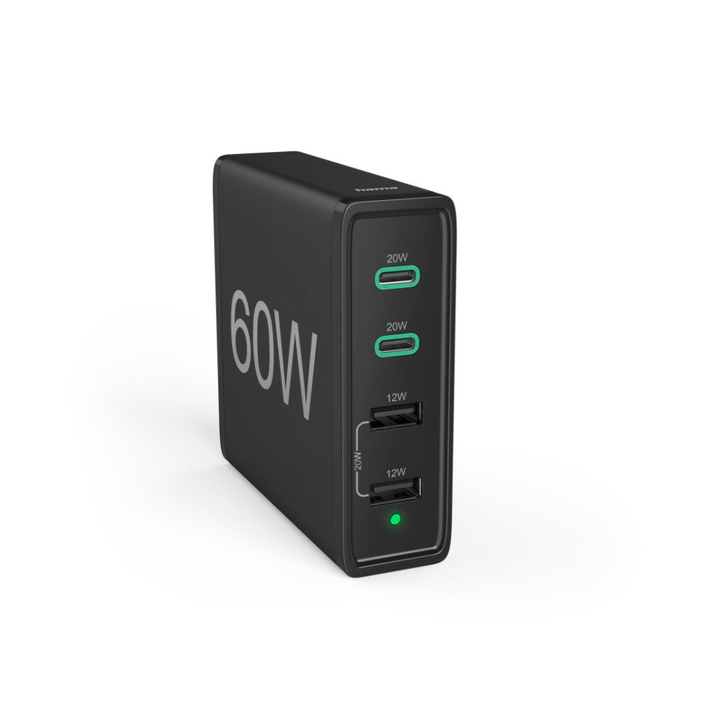 Caricatore Hama Snell 4 Porte 2x USB-C PD QC 2X USB-A 60 W Nero